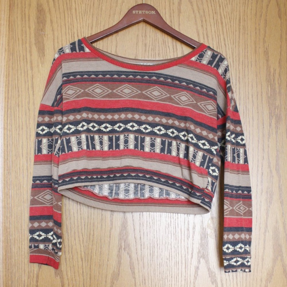 Desert Pattern Crop Top Sweater